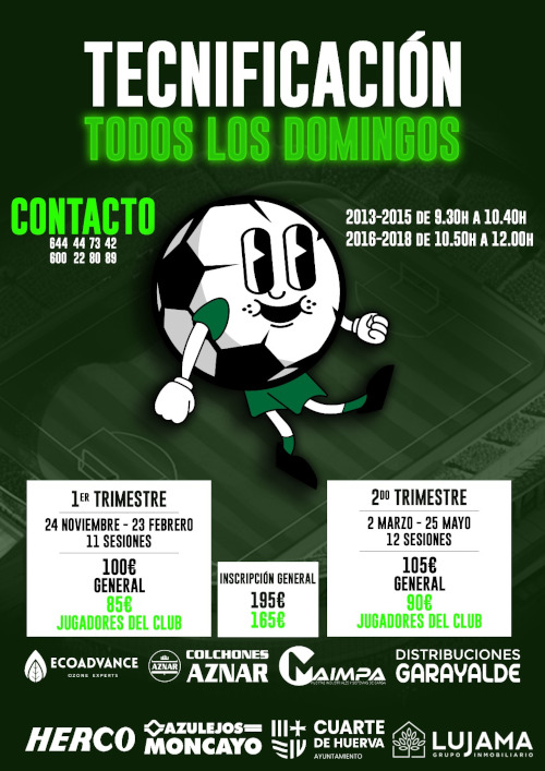 cartel de curso de tecnificación de fútbol en Cuarte zaragoza